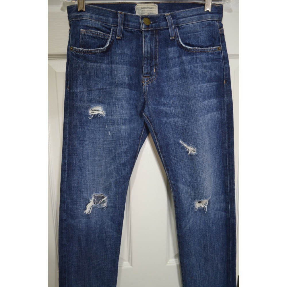 Current / Elliott 1957 The Boyfriend Blue Jeans, Distressed Style, Size 23 - Picture 4 of 9